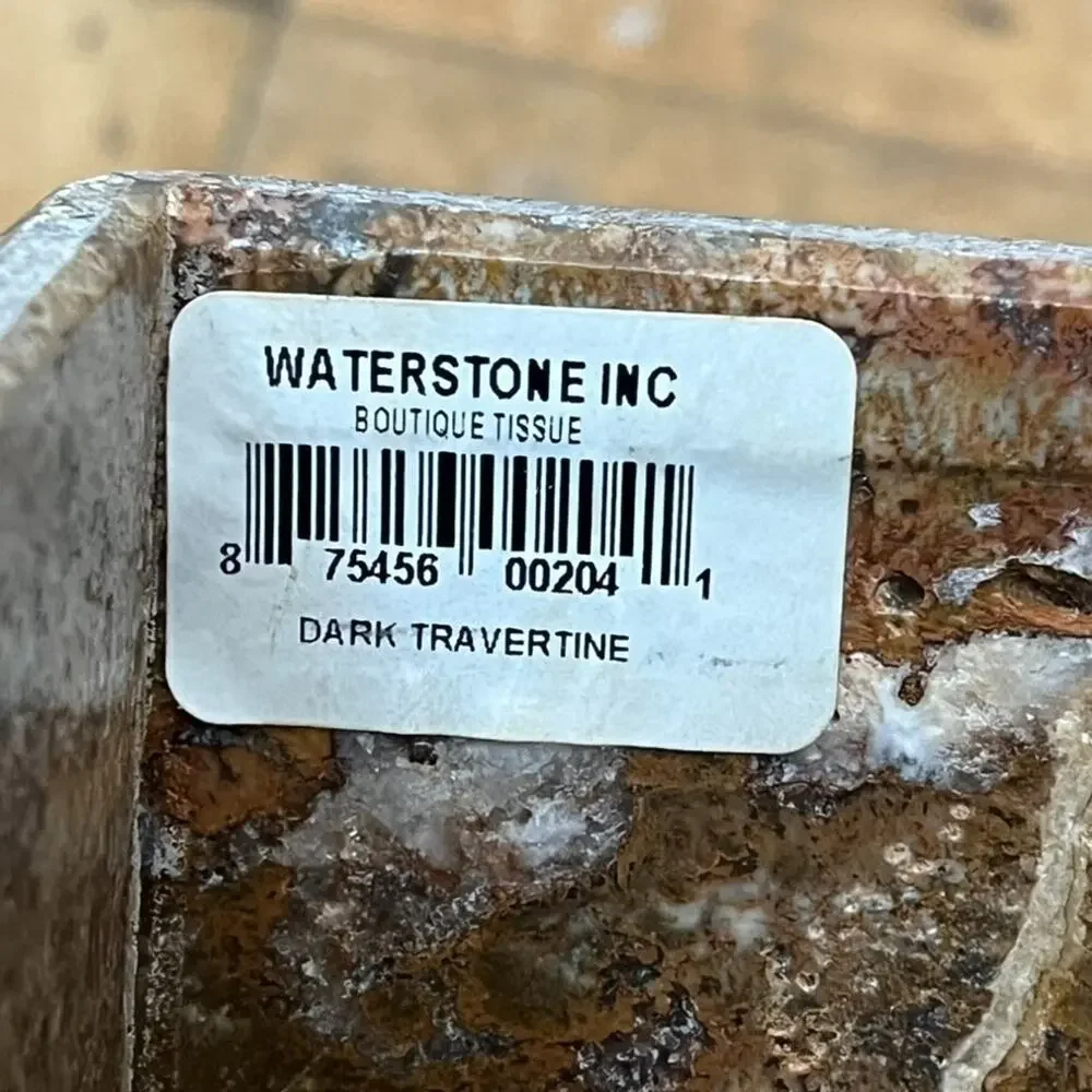 Waterstone Handmade Dark Travertine Marble Tissue Cover Natural Stone